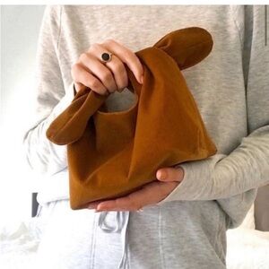 NWT Merit Beauty Signature Makeup Bag Corduroy Tie Top Pouch Minimalist Purse